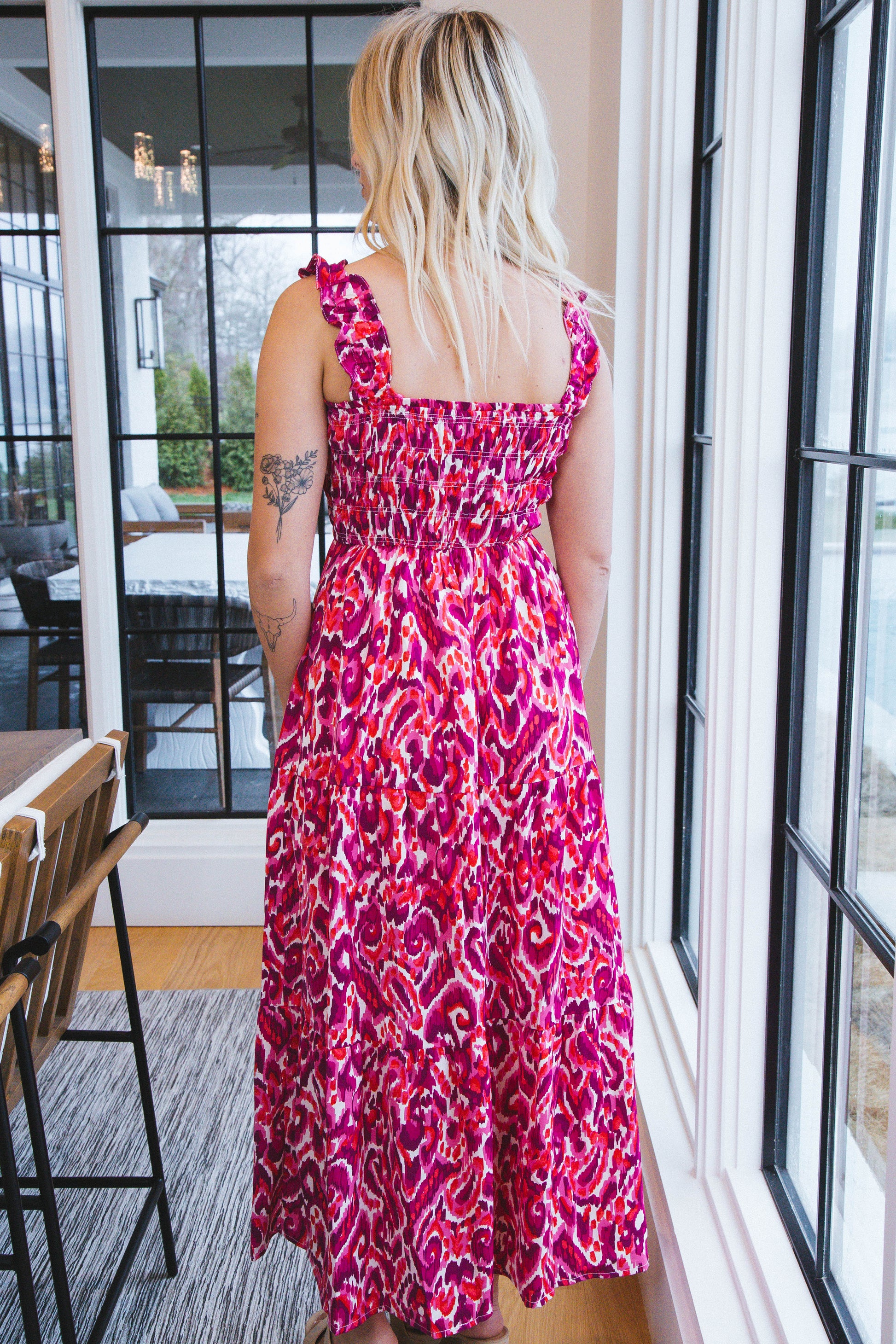 Aspen Smocked Maxi Dress, Fuchsia